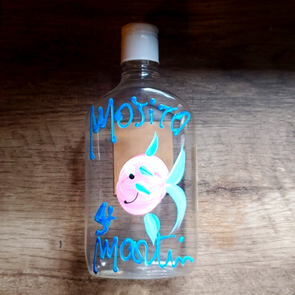 Hand painted plastic Rhum bottle from St. Martin